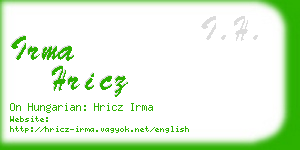 irma hricz business card